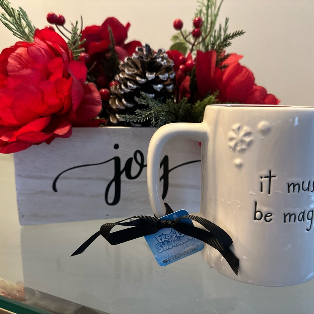 Rae Dunn White Mug with Festive Design